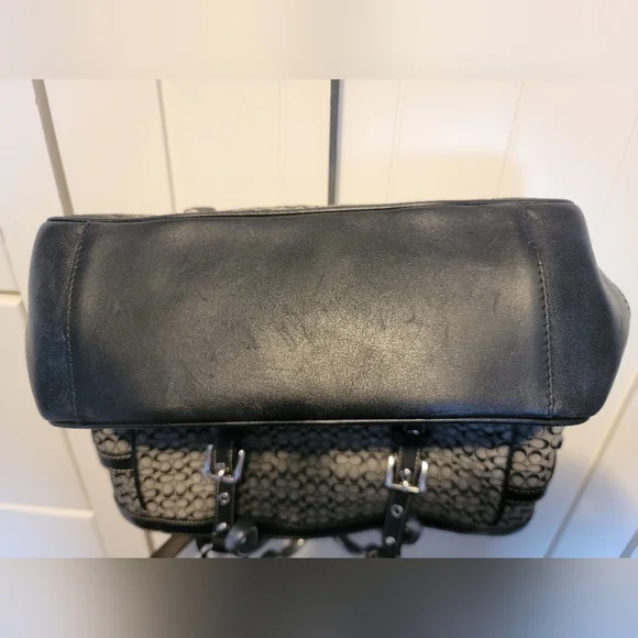 Coach Signature Gray Black Jacquard Leather Satchel F11526 - Picture 11 of 15